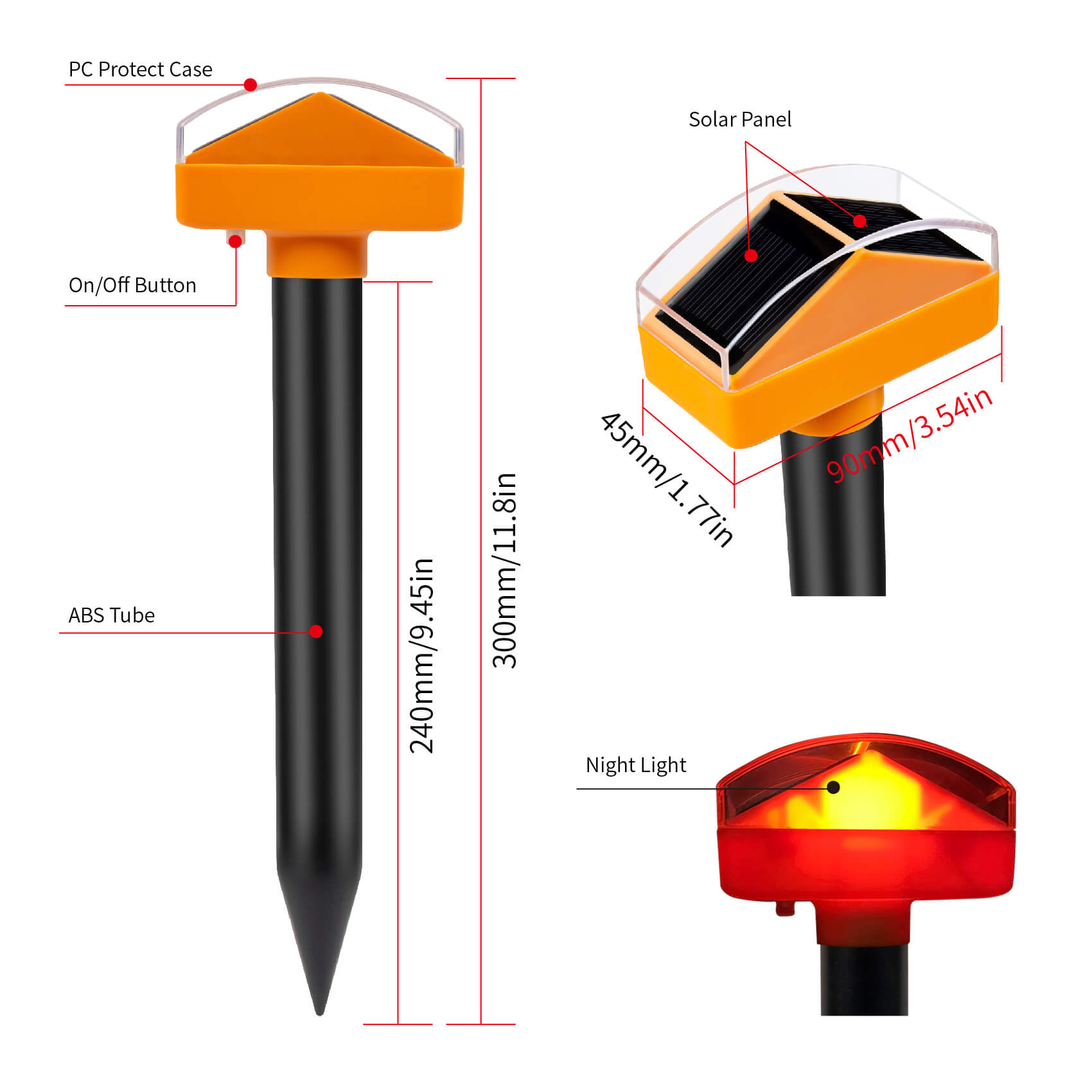 Solar Powered Gopher Repellent With Night Light (T1S) xpest